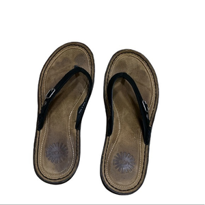 UGG Women’s Australia Kallani Black Leather Thongs Sandals Flip Flops Size 8‎